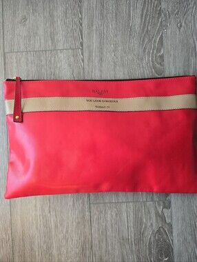 HALABY Rome Oversized Clutch Pouch Red Made in Italy You Look Gorgeous Today XL